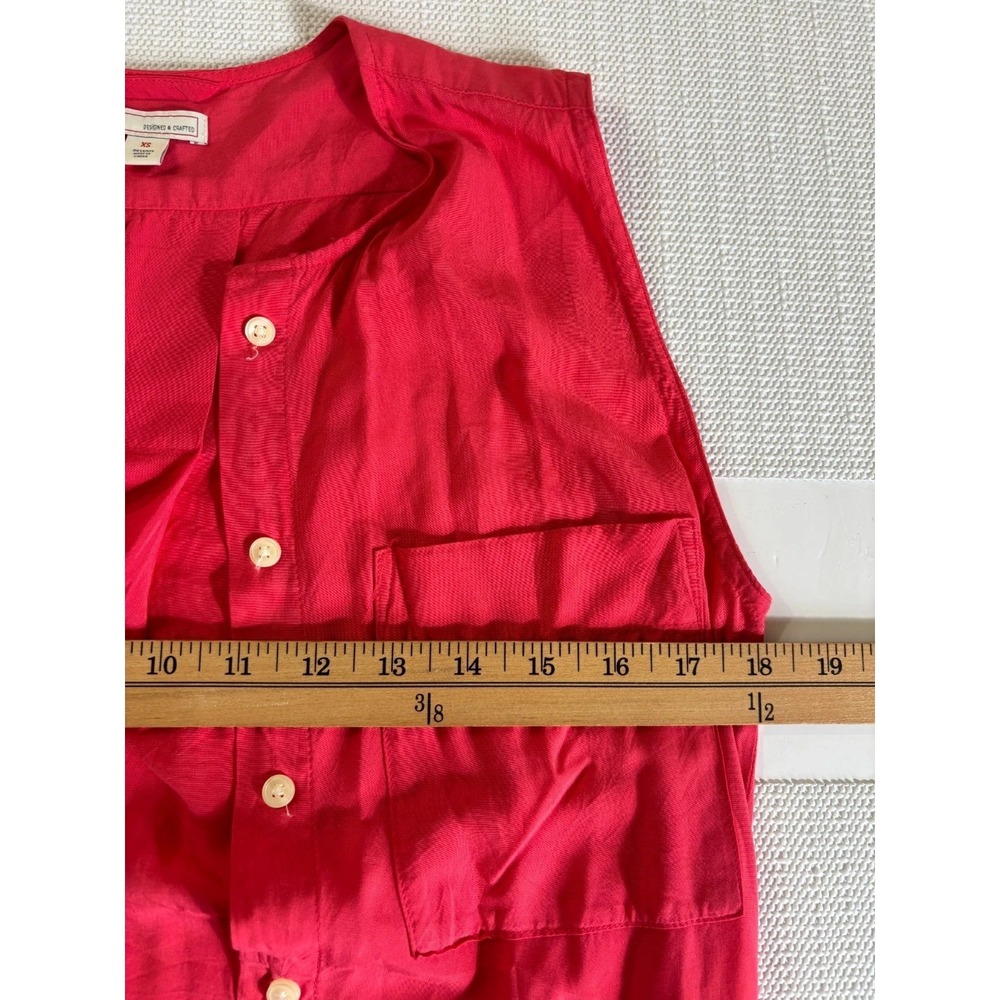 Gap Shirt Top Womens XS‎ Red Oversized Stretch Double Chest Pockets Button Front - Picture 6 of 7